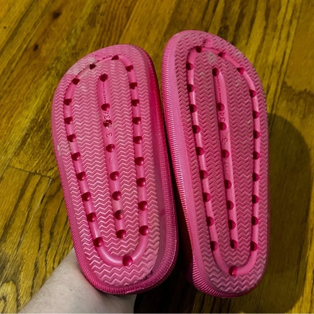 Kids Pink Slide Sandals palms pink size 34